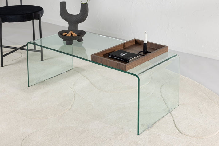 Couchtisch Klaro - aus Glas mit Holztablett