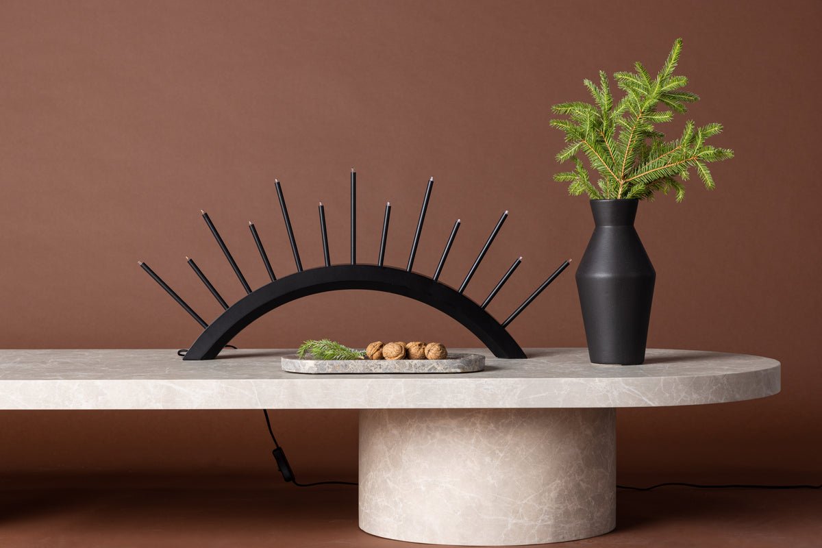 Chrëschtdekoratioun Lumin - Ronn Bogenbeliichtung an Schwaarz