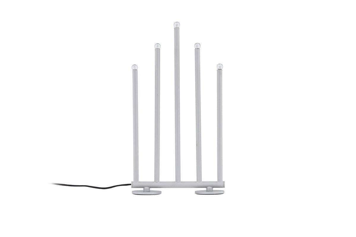 Chrëschtdekoratiounskandelaber Schneefall - 5 Kerzen a Sëlwer oder Schwaarz