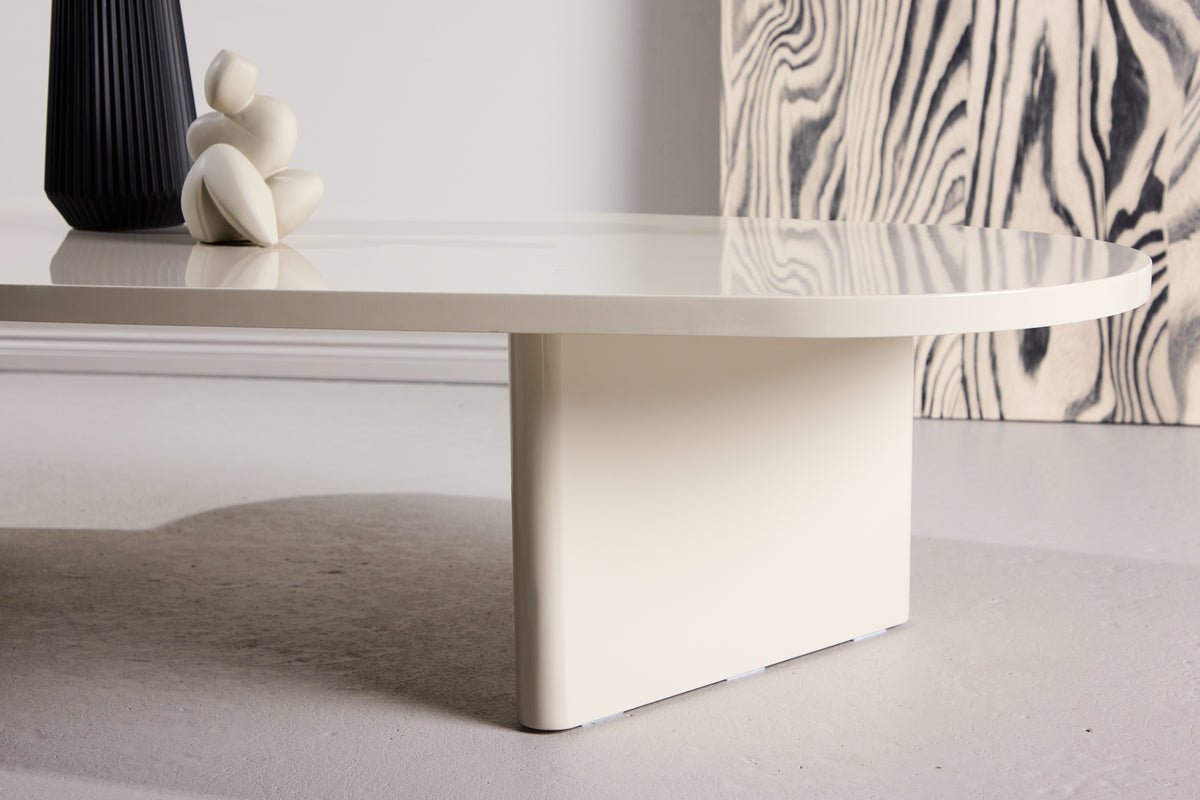 Table basse Evania en Beige - avec surface brillante