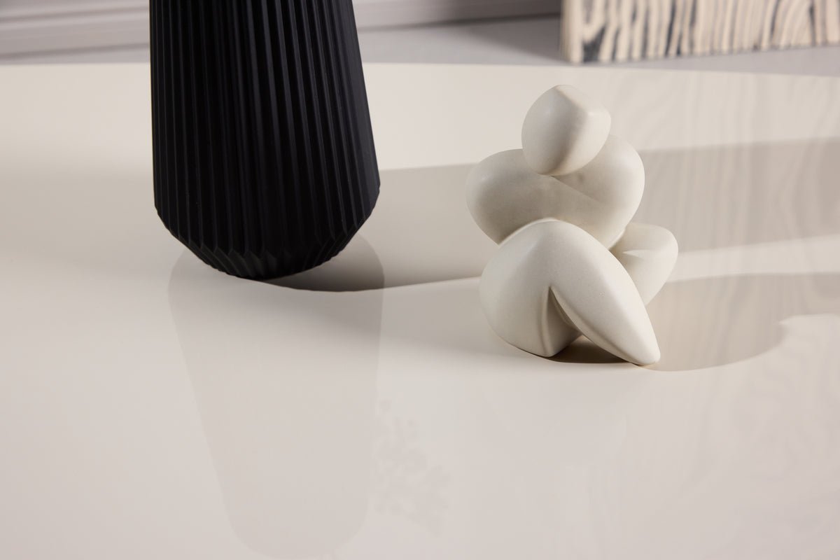 Table basse Evania en Beige - avec surface brillante