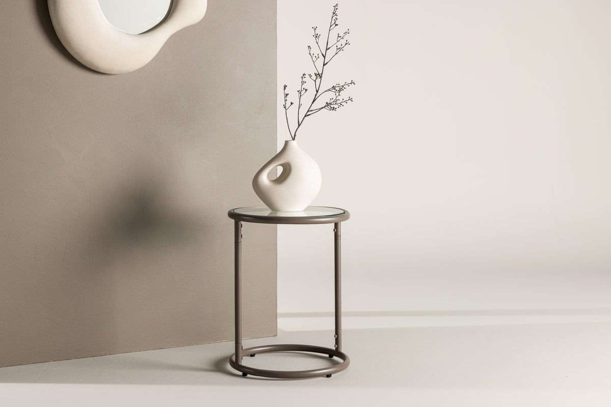 Table d'appoint Avenger – en Marron avec plateau en verre