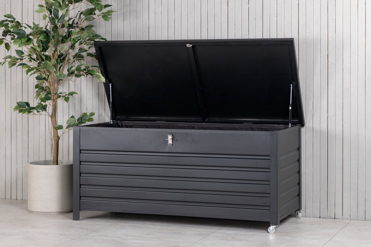 Garden Cushion Box Ludmilla - Black Aluminum Frame Including Inner Bag