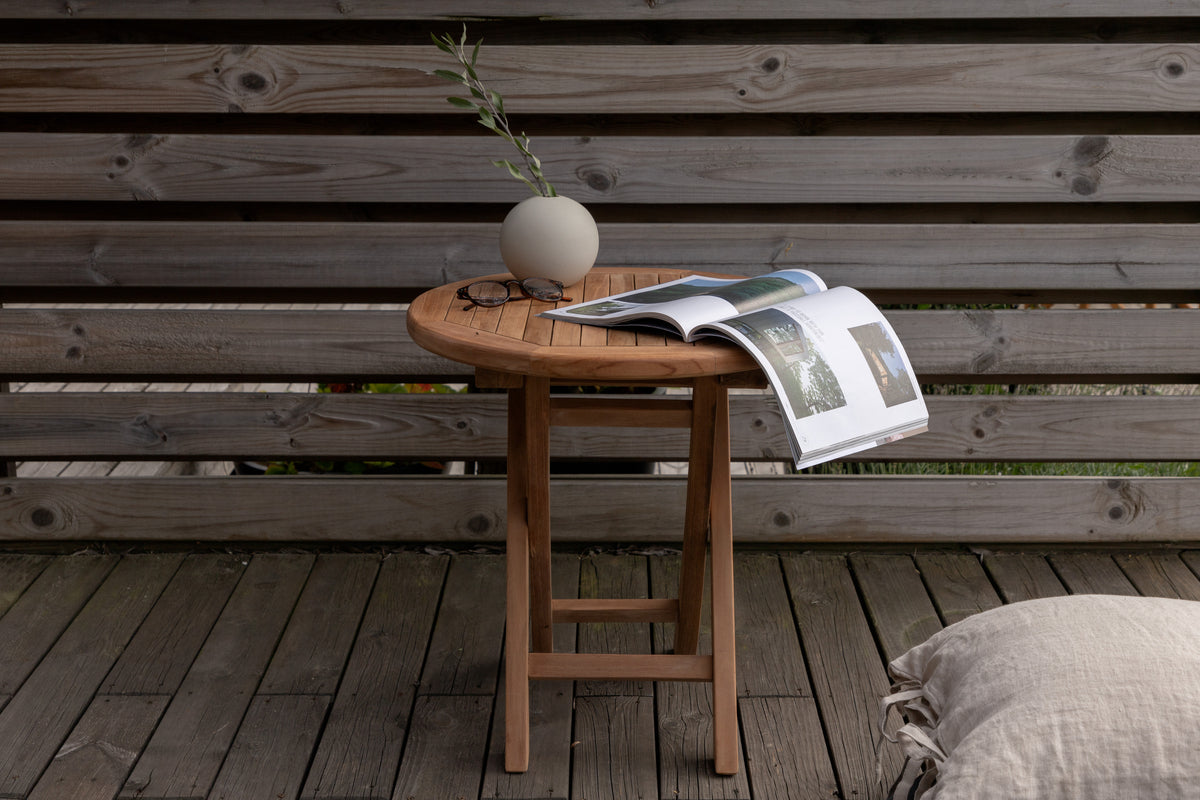 Coffee Table Hans - Ø50 with Teak Wood in Natural Look
