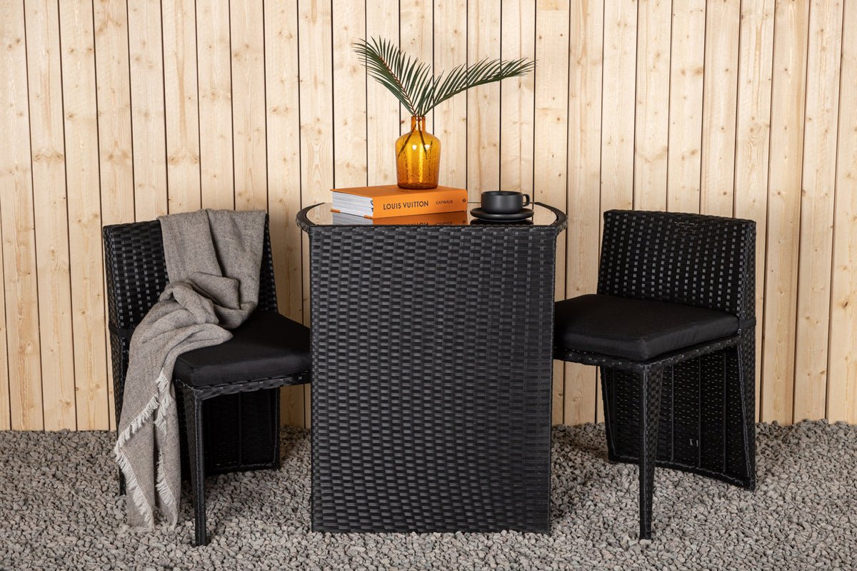 Balcony set Bob - available in black or gray rattan options