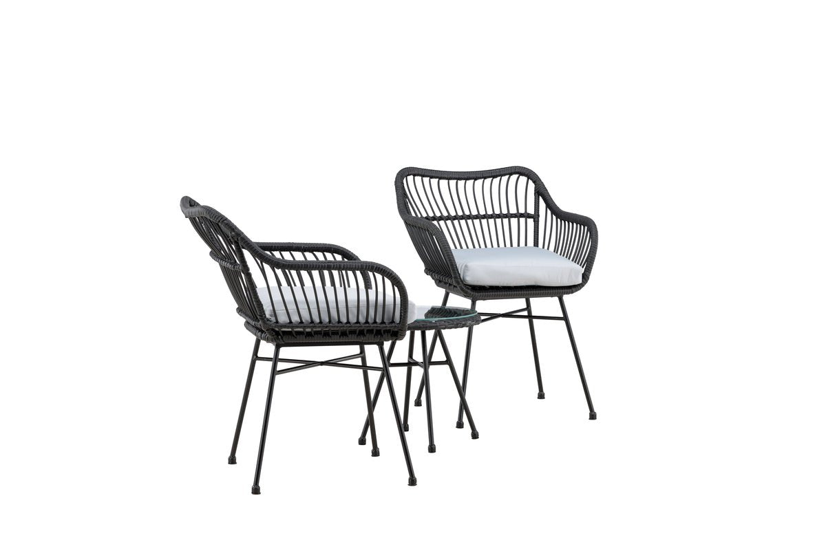 Garden seating group Aora - made of black natural rattan