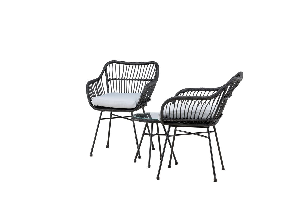 Garden seating group Aora - made of black natural rattan