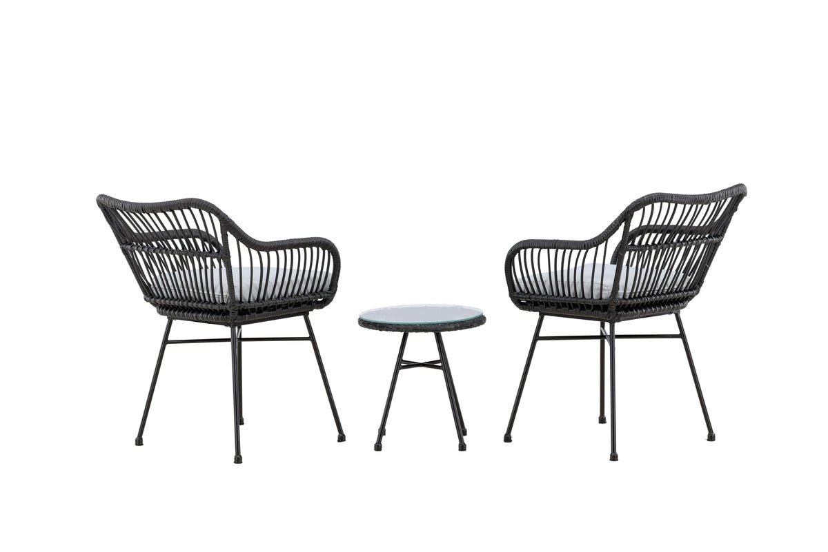 Garden seating group Aora - made of black natural rattan