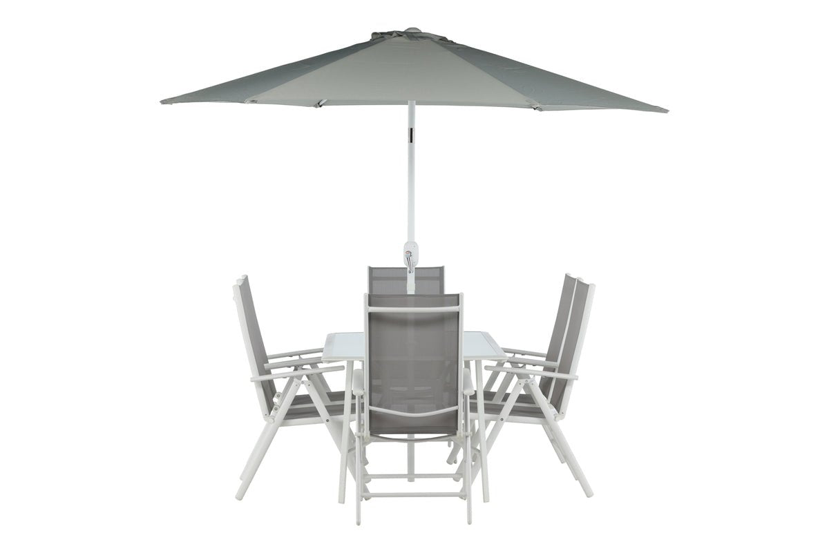 Gaart Iessgrupp Toulouse – 8-deellegt Gaartmëbel-Set aus Aluminium an Textilene