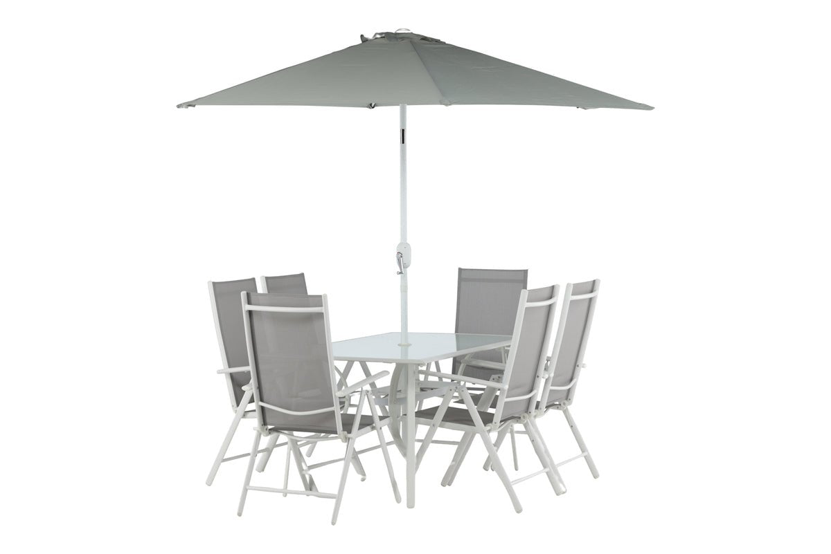 Gaart Iessgrupp Toulouse – 8-deellegt Gaartmëbel-Set aus Aluminium an Textilene