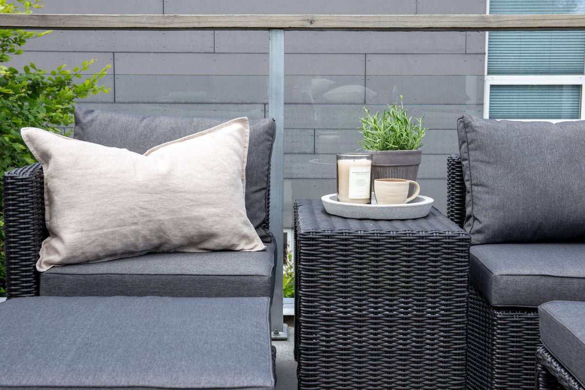 Ensemble lounge de jardin Dakar - en rotin synthétique noir