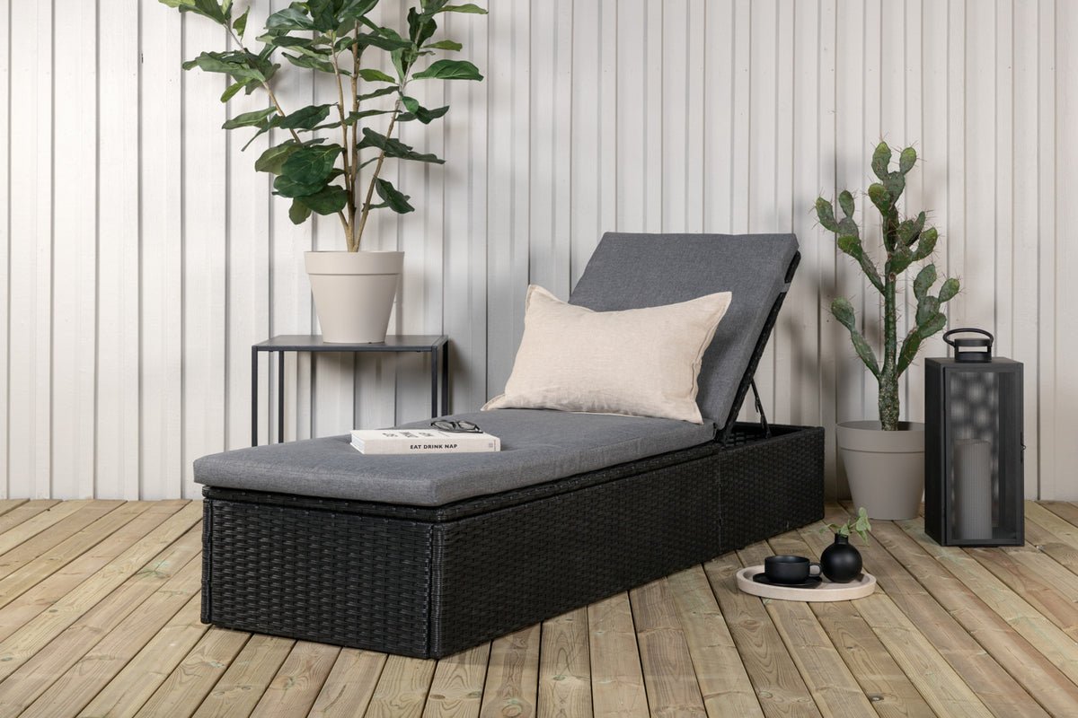 Chaise longue de jardin Dakar - avec coussin gris et dossier réglable