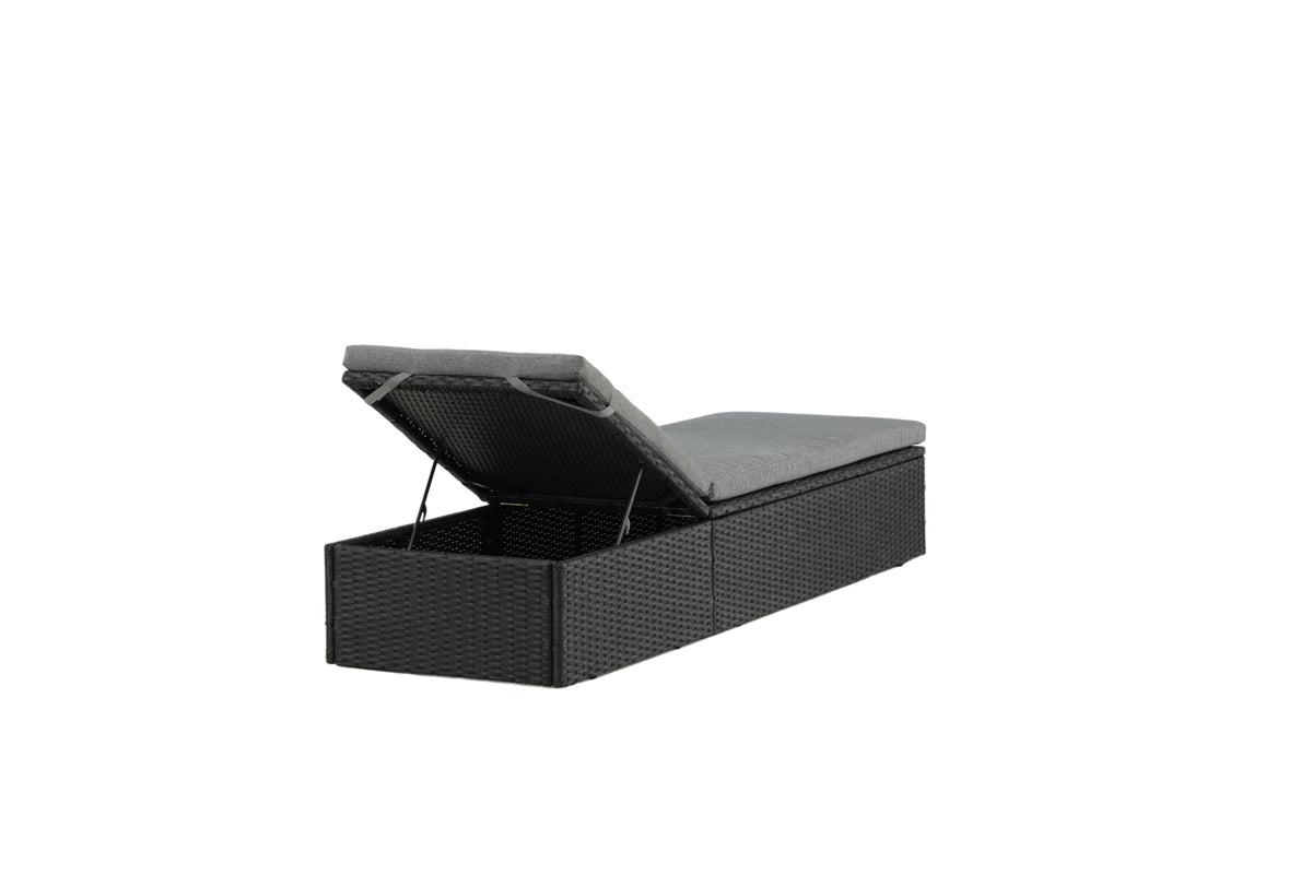 Chaise longue de jardin Dakar - avec coussin gris et dossier réglable