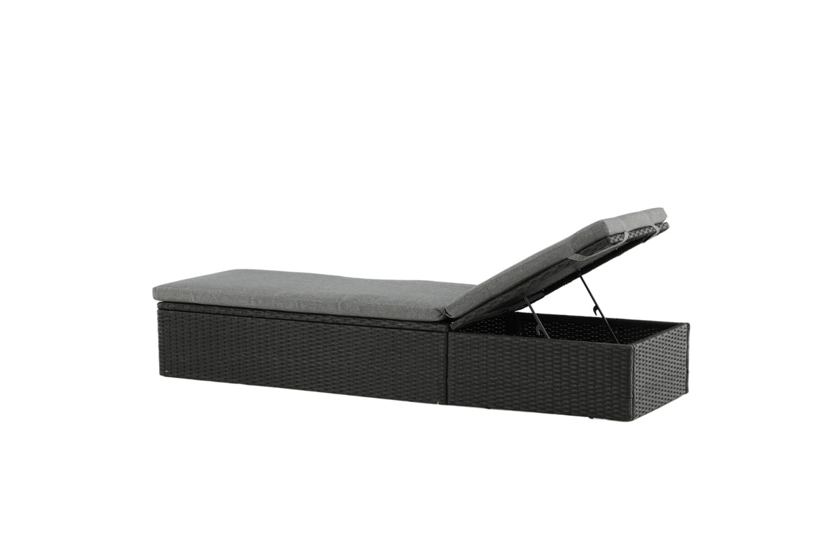 Chaise longue de jardin Dakar - avec coussin gris et dossier réglable