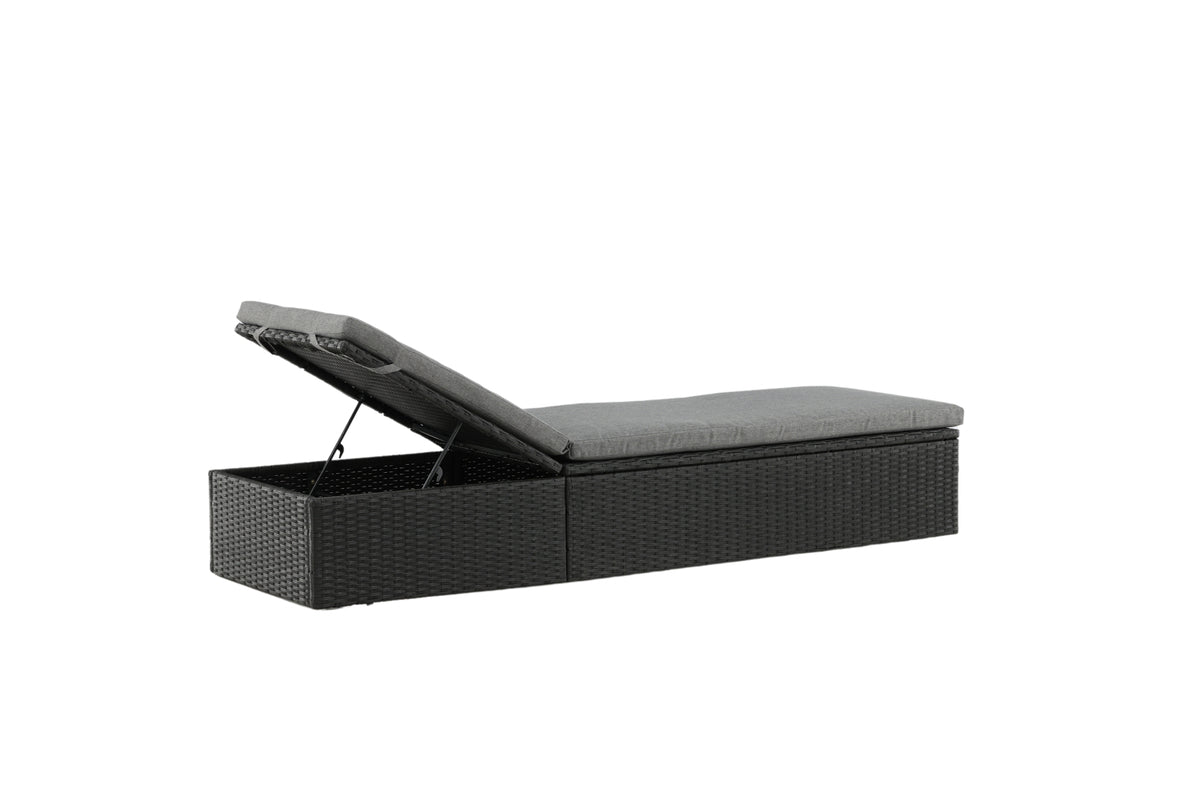 Chaise longue de jardin Dakar - avec coussin gris et dossier réglable