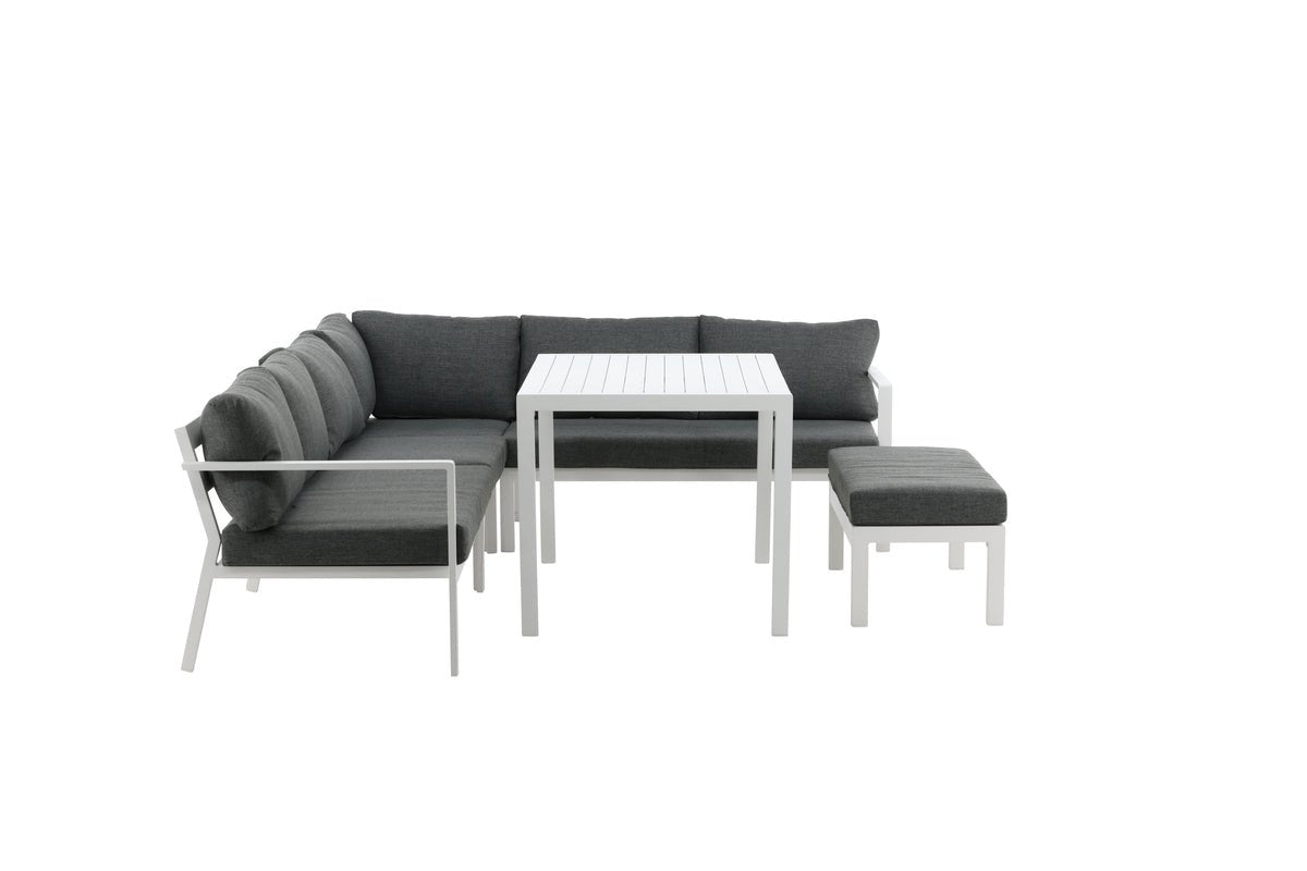 Ensemble lounge de jardin Jule – ensemble 4 pièces avec coussins gris