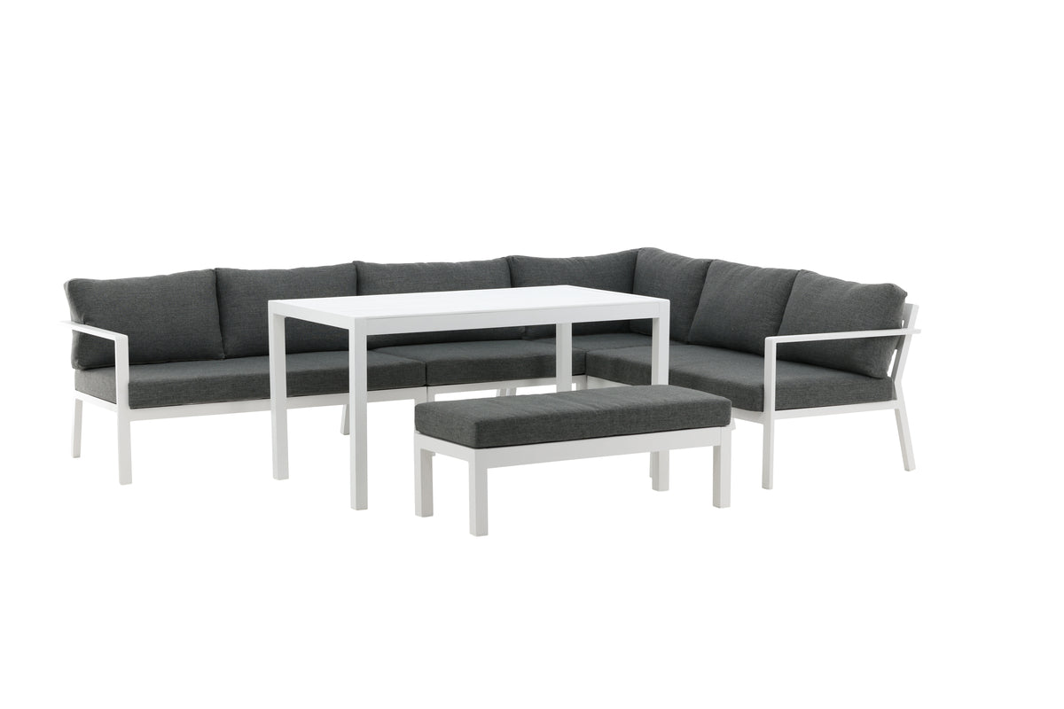 Ensemble lounge de jardin Jule – ensemble 4 pièces avec coussins gris