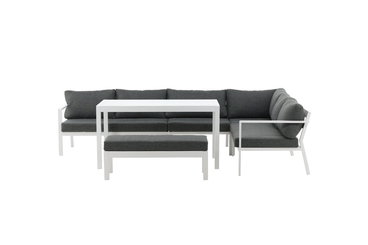 Ensemble lounge de jardin Jule – ensemble 4 pièces avec coussins gris