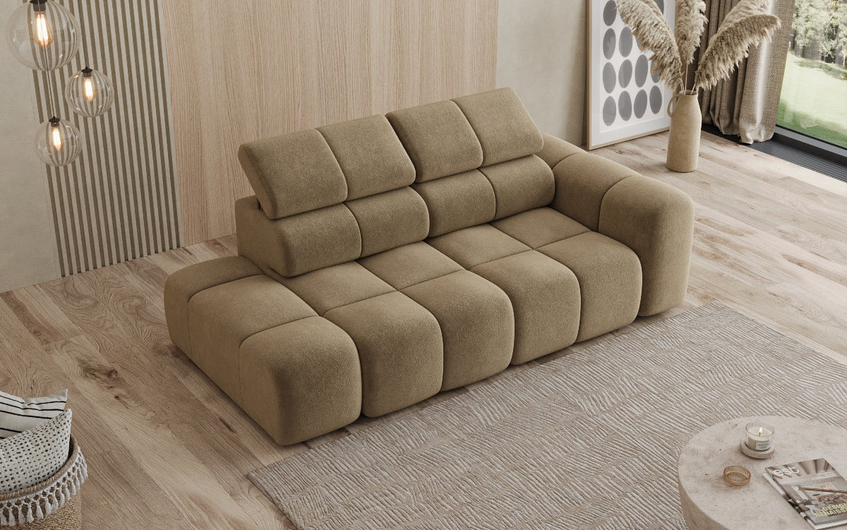 Designer 3-Seater Sofa with Chaise Longue Mia in Chenille