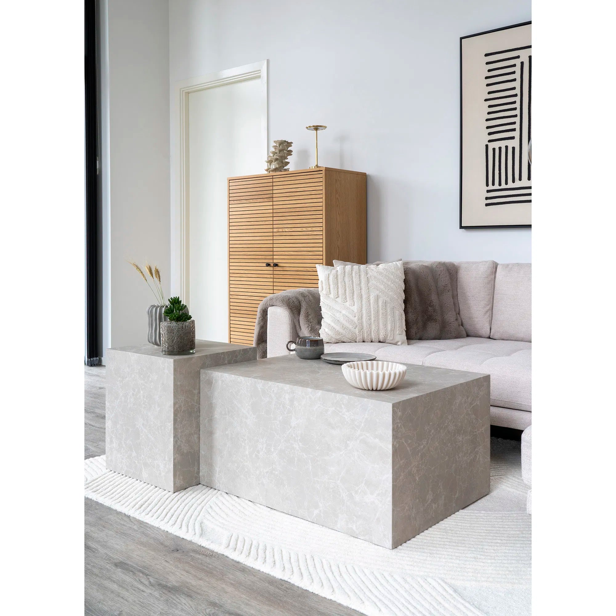 Designer coffee table/side table Paris in marble look 40x40x45 cm