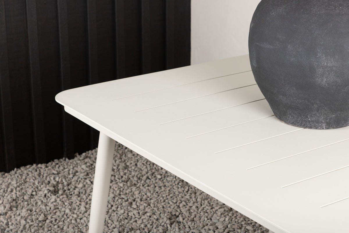 Table de jardin Imani - table à manger rectangulaire beige en aluminium