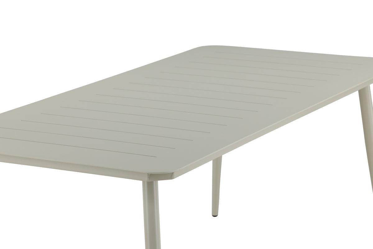 Table de jardin Imani - table à manger rectangulaire beige en aluminium