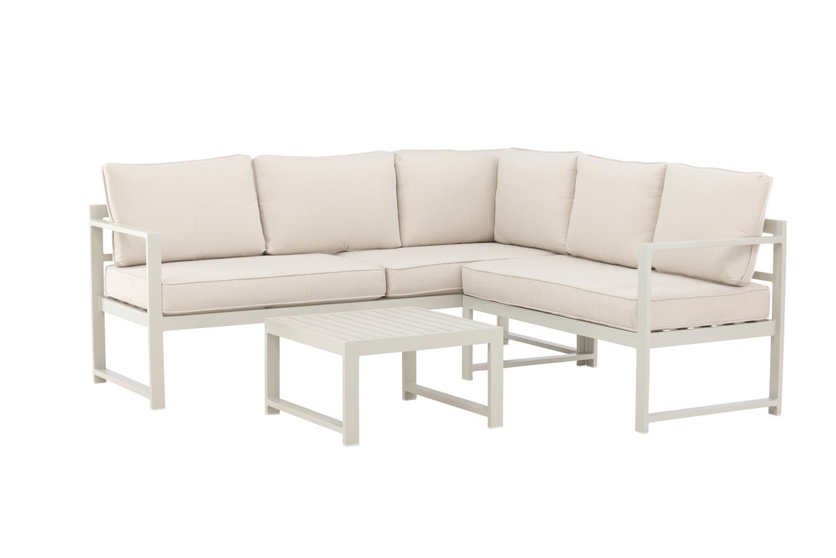Garden Lounge Set Nadi – 3-piece with Table in Beige made of Aluminum & Polyester