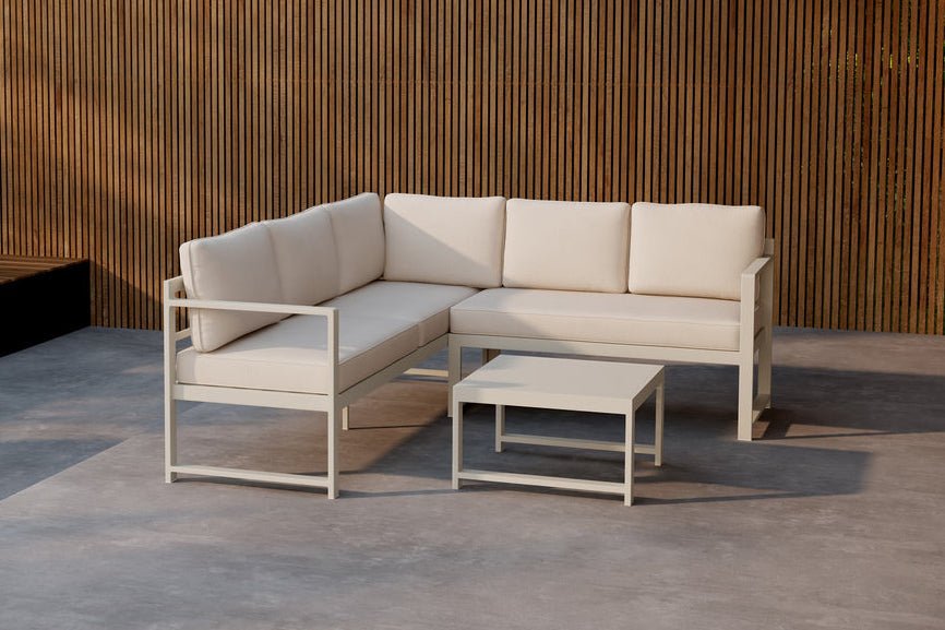 Garden Lounge Set Nadi – 3-piece with Table in Beige made of Aluminum & Polyester