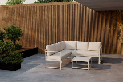 Gaart Loungeset Nadi – 3-deelleg mat Dësch a Béis aus Aluminium & Polyester