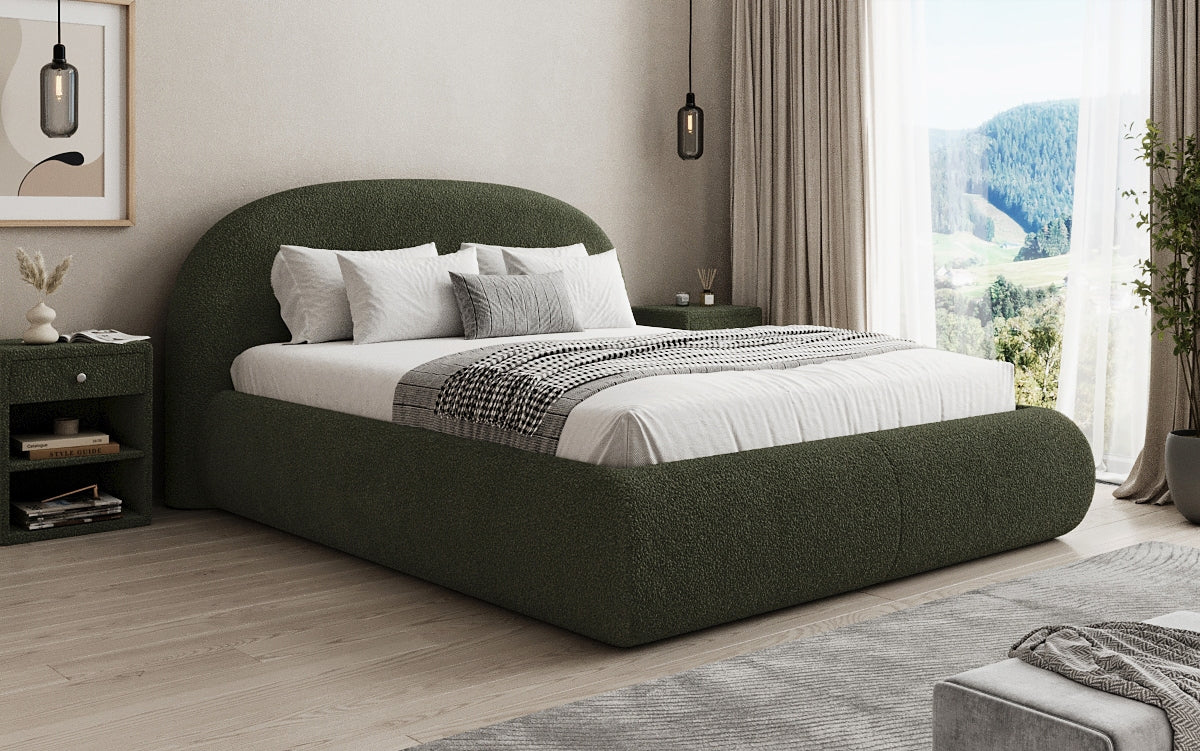 Lit rembourré design Loop en Peluche Bouclé avec espace de rangement