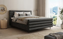 Lit boxspring Tubo en tissu texturé avec rangement