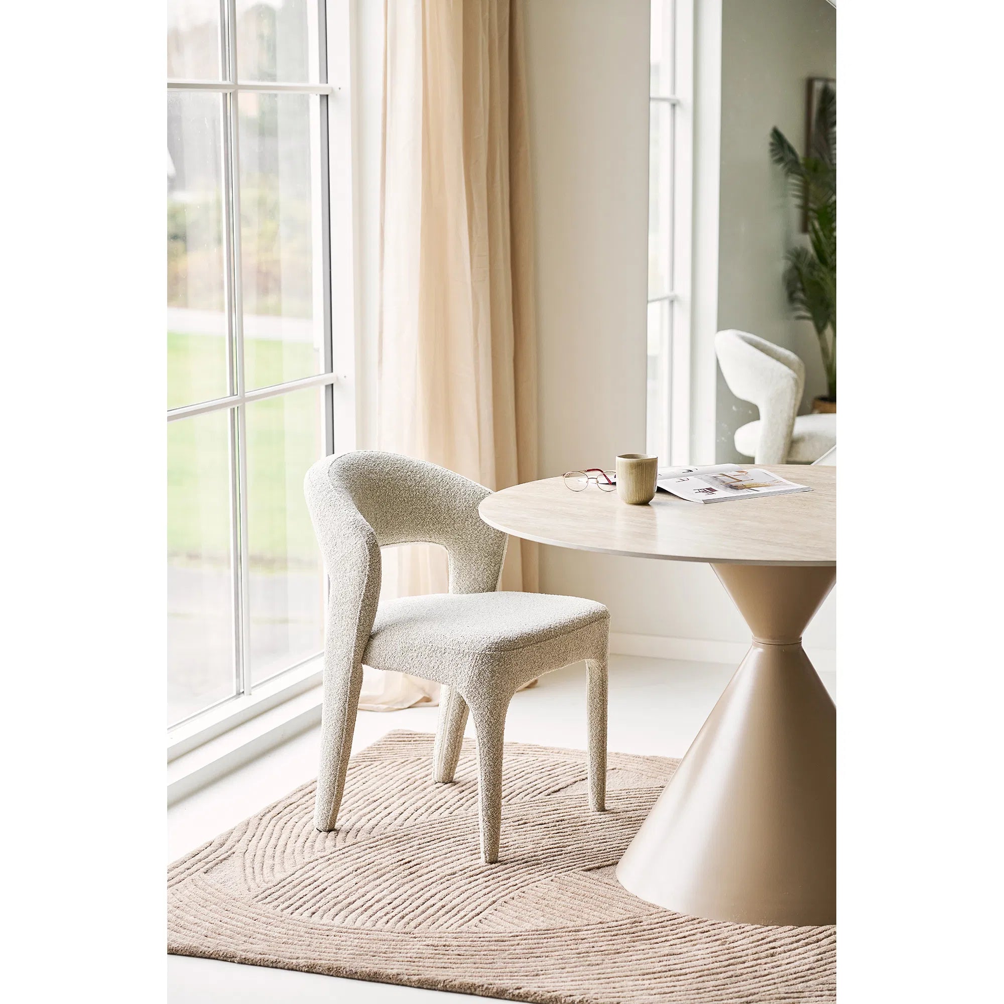 Table à manger Fjordella - Acier/Céramique en Sable