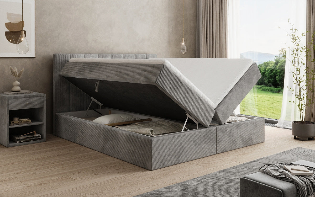 Sofia box spring bed in Corduroy with storage