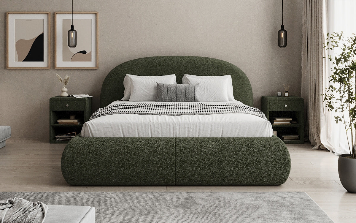 Lit rembourré design Loop en Peluche Bouclé avec espace de rangement