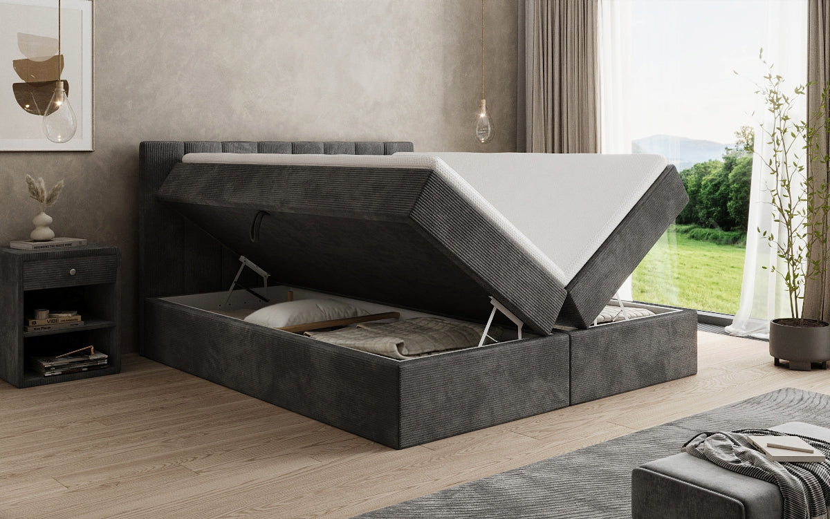 Sofia box spring bed in Corduroy with storage