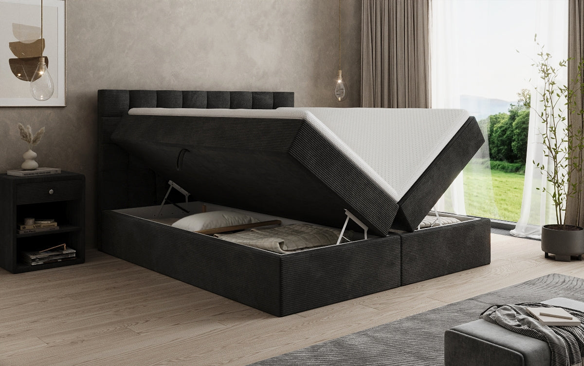Boxspringbett Como an Cord mat Stauraum