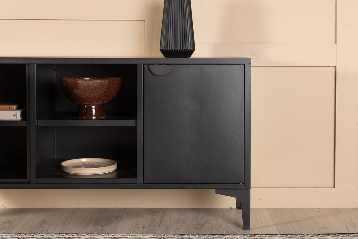 Meuble TV bas design Aureon – design moderne en Beige ou Noir