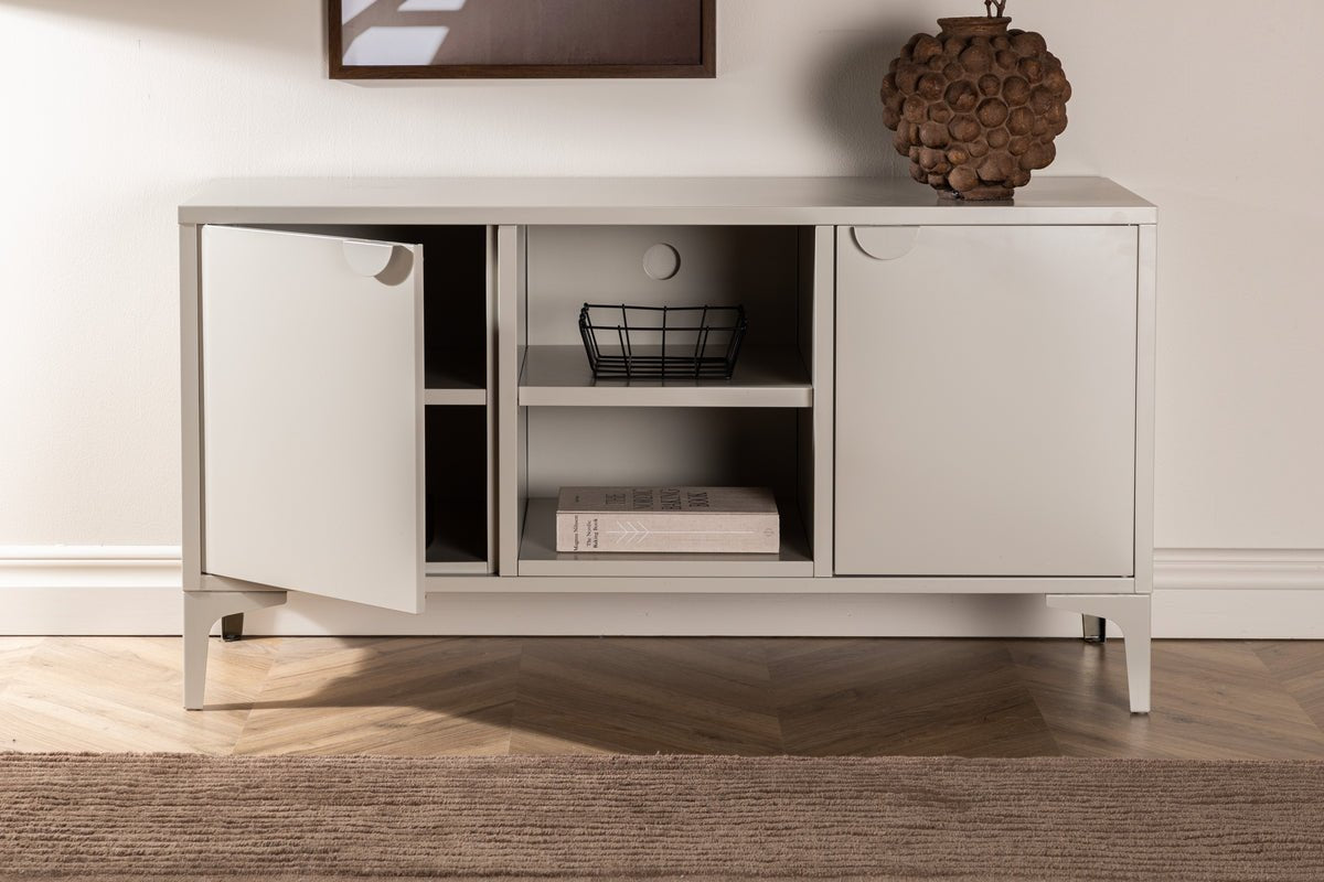 Meuble TV bas design Aureon – design moderne en Beige ou Noir