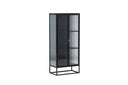 Vitrine Leonie - a Schwaarz mat Welleglas-Optik