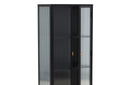 Vitrine Leonie - a Schwaarz mat Welleglas-Optik