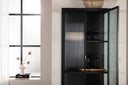 Vitrine Leonie - a Schwaarz mat Welleglas-Optik
