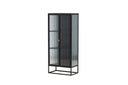 Vitrine Leonie - a Schwaarz mat Welleglas-Optik