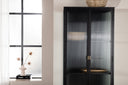 Vitrine Leonie - a Schwaarz mat Welleglas-Optik
