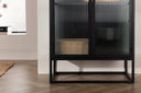 Vitrine Leonie - a Schwaarz mat Welleglas-Optik