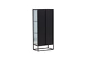Vitrine Leonie - a Schwaarz mat Welleglas-Optik