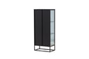 Vitrine Leonie - a Schwaarz mat Welleglas-Optik