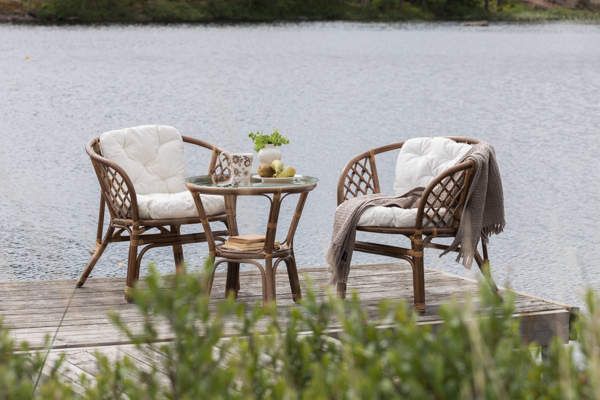 Balkonset Jasmin - aus walnussfaarwege Rattan