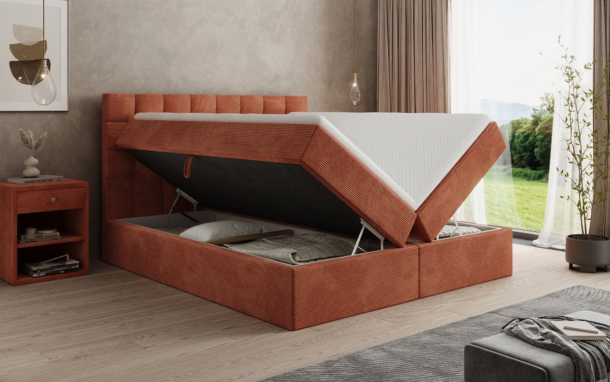 Boxspringbett Como an Cord mat Stauraum
