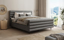 Lit boxspring Tubo en tissu texturé avec rangement