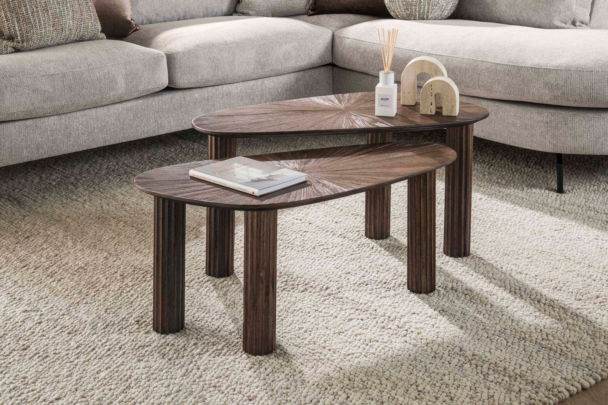 Dunara Coffee Table - Set of 2 made of high-quality dark brown teak wood